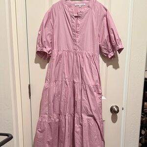 English Factory Pink Tiered Midi Dress